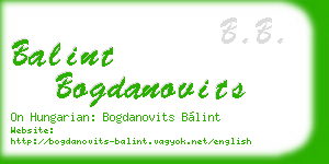 balint bogdanovits business card